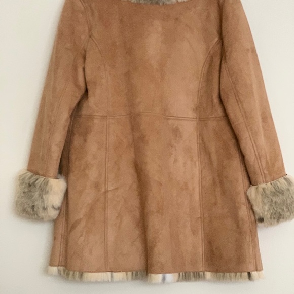 VTG Talbots women Size MP brown suede faux fur animal print reversible JacketNWT - Picture 5 of 16